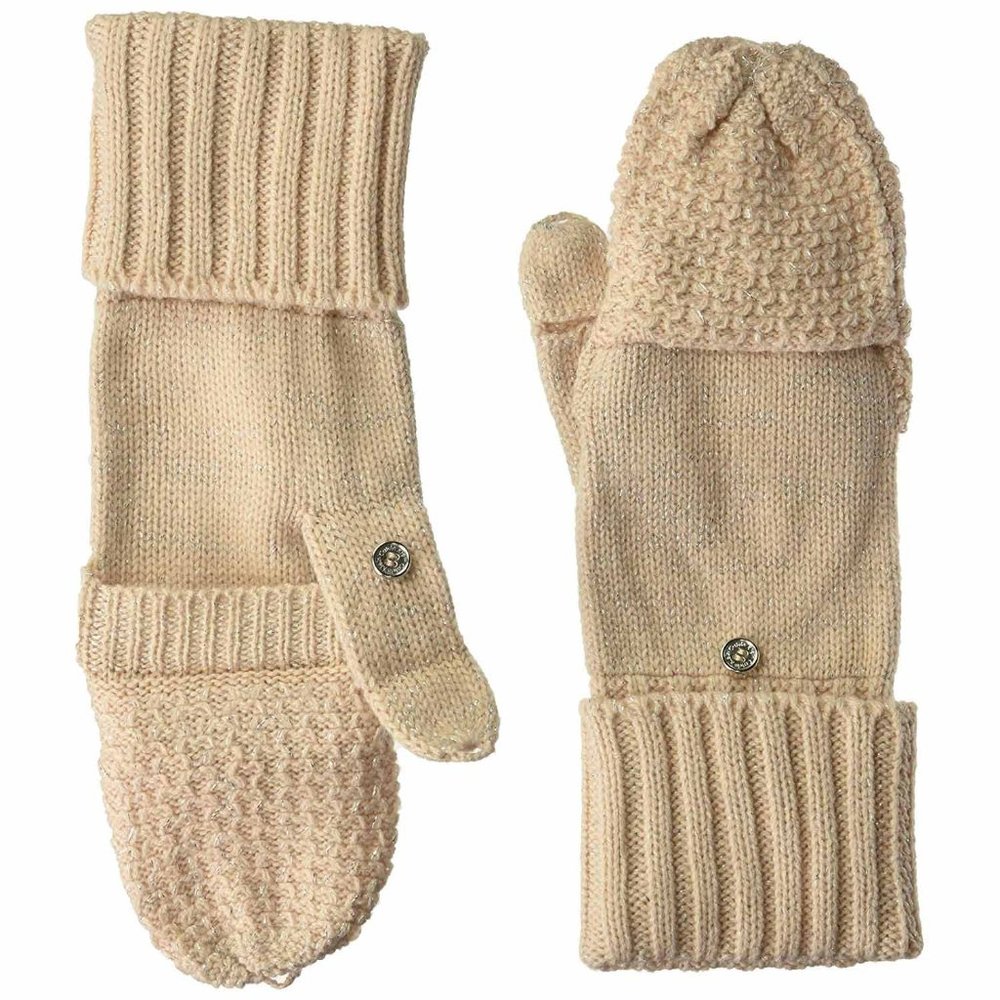 Calvin Klein Women's Metallic Knit Flip-Top Gloves